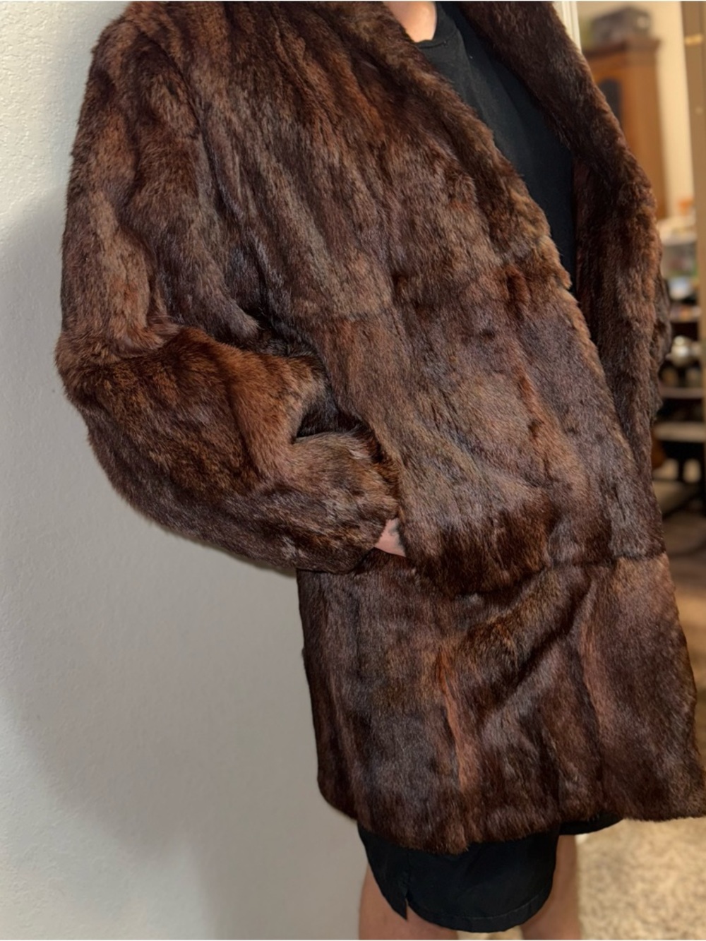 Vintage Mink Fur Coat Real Fur Brown Carol Brent 60s Mid Length Classic Coat - Picture 4 of 16